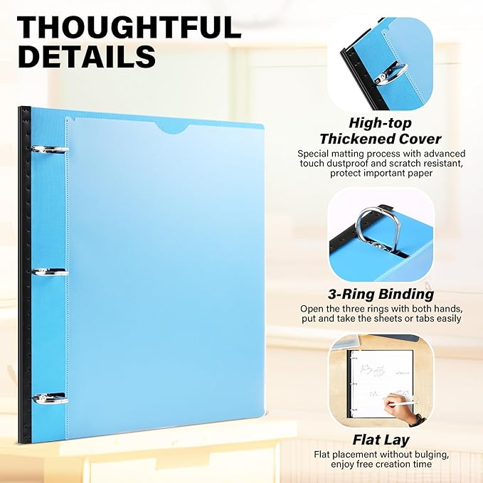 1 Inch Telescoping 3 Ring Binder-12PCS, Flexible Binder with Customized Front Cover, Holds 225 Sheets, School Office Supplies, 4 Colors