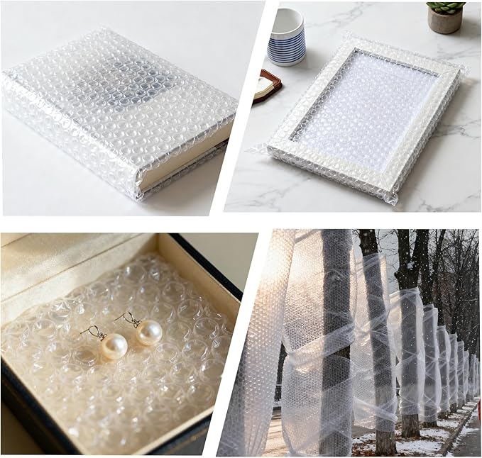 12 inch x 72ft - 2 Pack Total Small Thin Bubble Cushioning Wrap for Extra Protection Packaging Mailers, Nylon Wrap Rolls Moving Cushioning Supplies for Moving & Shipping, Perforated Every 12”