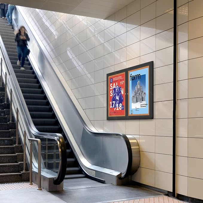 S SWANCROWN Outdoor Bulletin Board Weatherproof 48x36in, Enclosed Bulletin Board Wall Display Case for Office School Commerce, Cork, Black Aluminum Frame