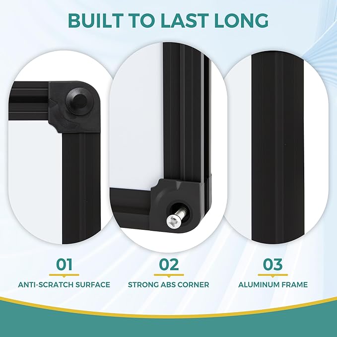 Dry Erase Board for Wall, 48" x 24" Presentation Magnetic Whiteboard with Pen Tray, Wall-Mounted White Board for School, Office and Home, Black Aluminum Frame