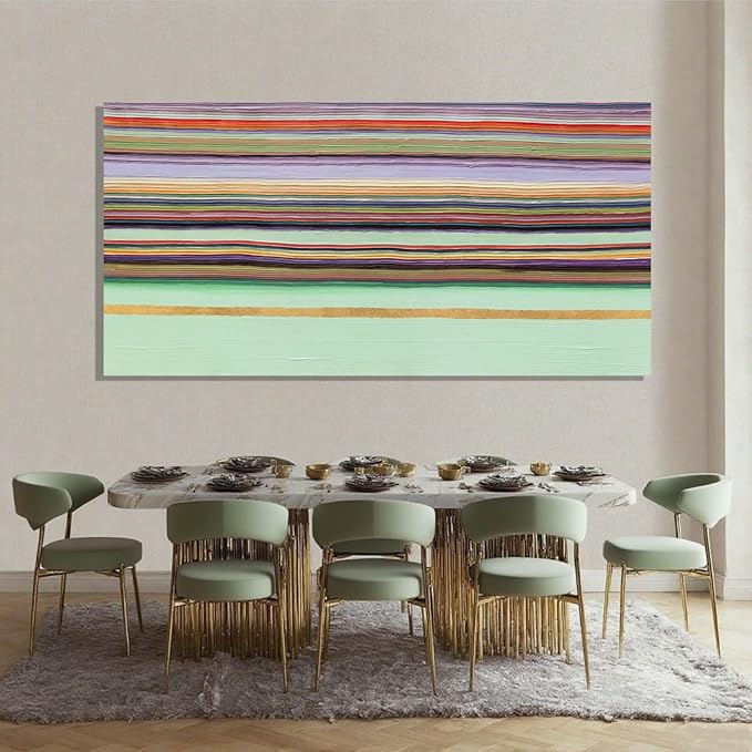 ZENPEE Green Canvas Wall Art - Modern Wall Decor Hanging Decor, Eclectic Wall Art, Dining Room Wall Decor, Room Posters for Living Room, Bedroom, Office Entryway, Hanging Art, 29" x 58"