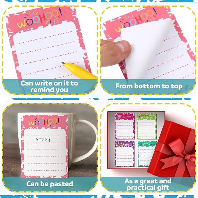 Yinder 24 Pcs Inspirational Sticky Notes Christmas Appreciation Sticky Notes Motivational Funny Memo Pads Positive Note 3 x 4 Medical Assistant Gift for Women Office(Classic,Appreciation)