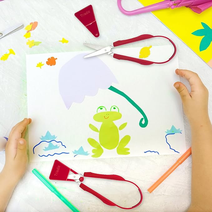 Set of 2 Loop Scissors for Kids Right or Left Handed for Preschools, Schools, Classrooms, Adaptive and Special Needs Children