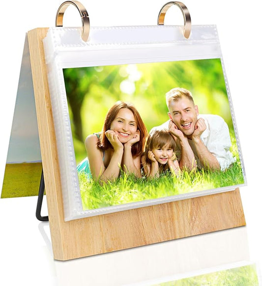 ZEEYUAN 4x6 Picture Frame Desktop Display 4x6 Desk Flip Photo Album on Stand 60 Pockets, Mother's Day Gift for Mom from Daughter Son Desk Photo Book Gifts for Mother Father Grandma