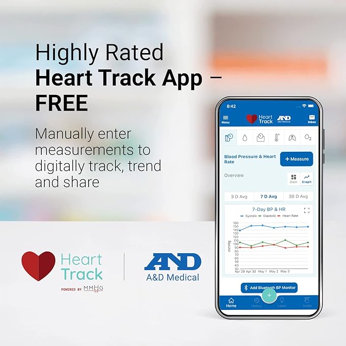 A&D Medical Blood Pressure Monitor for Home Use - UA-705VL, Large Cuff (14.2-17.7"/36cm-45cm), Easy to Use, 30 Reading Memory, Snapshot Averaging, Systolic & Diastolic Reading, Portable, 1 AA Battery