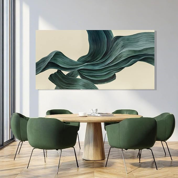 ZENPEE Beige Abstract Texture Wall Art, Green Modern Wall Art, Wall Hanging, Wall Decor for Office, 20" x 40"