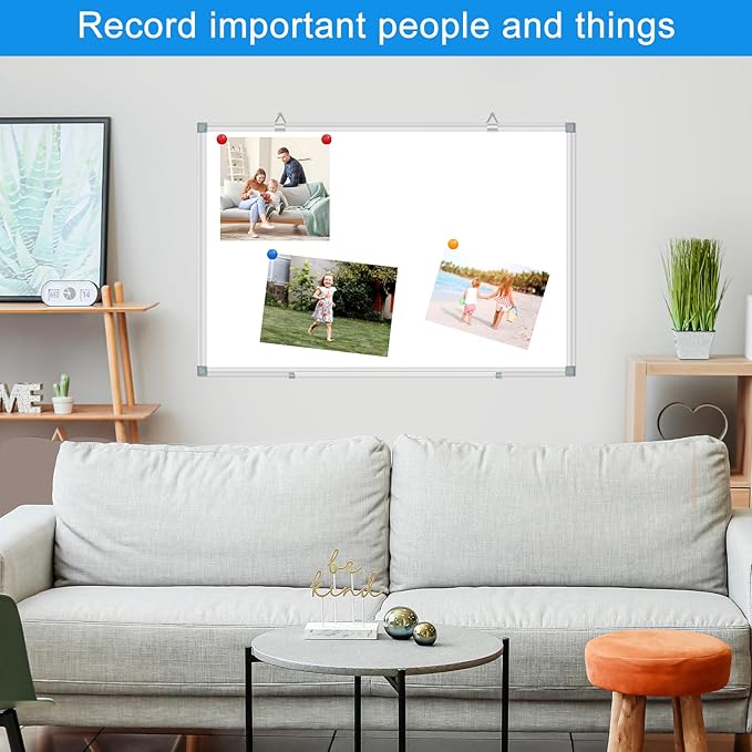 White Board Dry Erase Whiteboard for Wall 48" x 36" Aluminum Presentation Magnetic Whiteboards with Long Pen Tray, 12 Magnets, 3 Markers & 1 Eraser