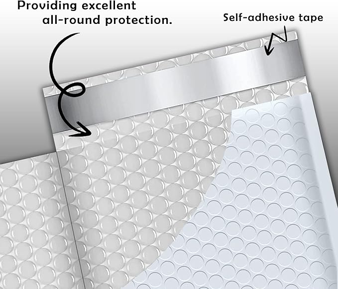 Economic Grade Bubble Mailers 8.5x12 50 Pack White Waterproof Self Seal Adhesive Shipping Bags, Cushioning Padded Envelopes for Shipping, Mailing, Packaging Usable 8.5x11