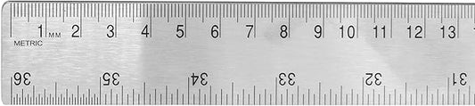 Pacific Arc Stainless Steel 36 Inch Metal Ruler Non-Slip Cork Back, with Inch and Metric Graduations