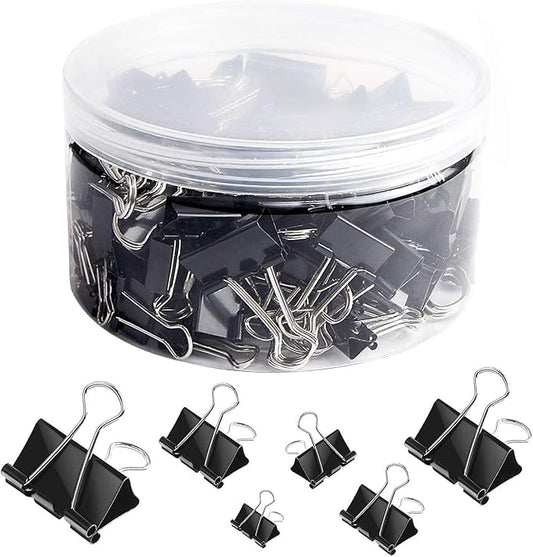 SANNIX 110 PCS Binder Clips Assorted Sizes, X Large, Large, Medium, Small, Mini and Micro, Binder Clips Paper Clamps for Office Home School