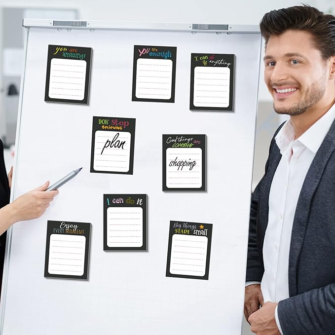 Yinder 24 Pcs Inspirational Sticky Notes Christmas Appreciation Sticky Notes Motivational Funny Memo Pads Positive Note 3 x 4 Medical Assistant Gift for Women Office(Black,Inspirational)