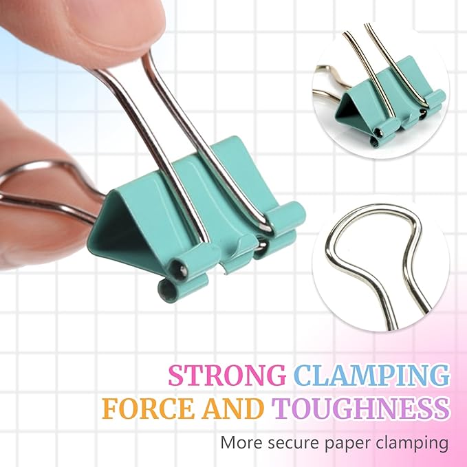 180 Pcs Small Binder Clips Assorted Colored, 0.59 in/15mm Mini Binder Paper Clips, Paper Clamps for Office Supplies, Home, School,Business Document Organizing (Blue, Pink, Yellow, Green)