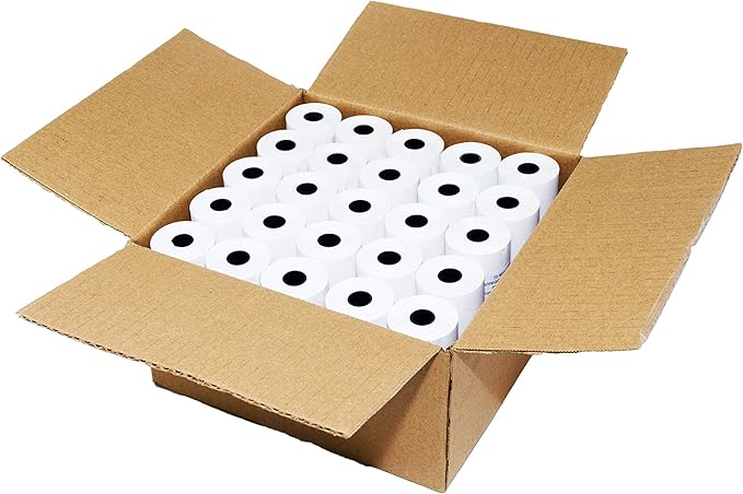 (100 Rolls) 2 1/4 x 85 Thermal Paper Receipt Rolls 2.25 x 85 ft, 55 GSM Premium Quality German Paper Fits All Credit Card Terminals Verifone VX510 VX570 FD50 BPA Free from BuyRegisterRolls