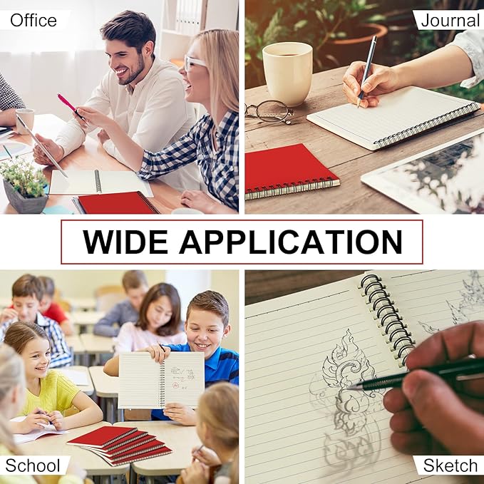 Yahenda Spiral Notebook Bulk A5 Journal Lined 8.3'' x 5.5'' Writing Composition Paper Small Notepad Subject Notebook for Students Office Business Back to School Supplies(Red,18 Pcs)