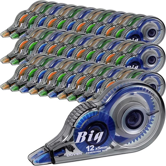 Yexiya 36 Pcs Correction Tape, Colorful Original Correction Tape White Wide Tape Easy to Use Cute Correction Roller for School Home Office Supplies, 0.2 Inch x 39.4 Feet (Blue, Orange, Green)