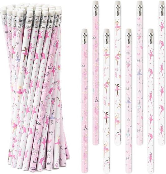 Xqumoi 60Pcs Dance Ballet Pencils with Eraser - Ballerina Theme #2 HB Pencils, School Classroom Student Rewards Back to School Office Supply Party Goodie Bag Fillers Stuffers Birthday Party Favors