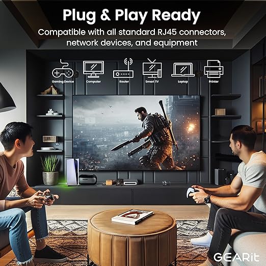 GearIT Cat 6 Ethernet Cable (24-Pack 2 Feet) Cat6 Network Patch, 10Gbps, RJ45, Snagless Cord, Gold-Plated Connectors, Internet for PC, TV, Tablet, Router, Printer, Servers, IT Data Center - White