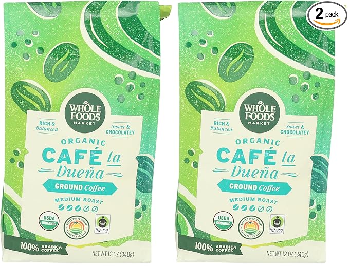 WHOLE FOODS MARKET Organic Ground Café la Duena Coffee, 12 OZ (Pack of 2)