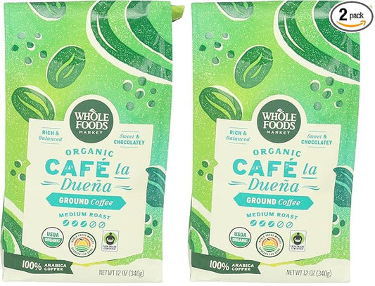 WHOLE FOODS MARKET Organic Ground Café la Duena Coffee, 12 OZ (Pack of 2)