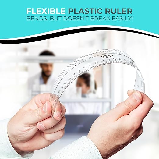 NOKKO Rulers Bulk for Classroom - Pack of 50 - Clear Plastic Ruler 12 Inch / 30 cm - Transparent School Ruler with Inches and Centimeters - Back to School Supplies for Kids, Students and Teachers