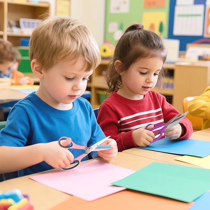 Scissors Set of 6 Bulk, Rkqoa 8" All Purpose Scissors Pack - with Ultra Sharp Blades and Comfort Grip Handles for School Office Classroom Everyday Use, Adult Size Scissor