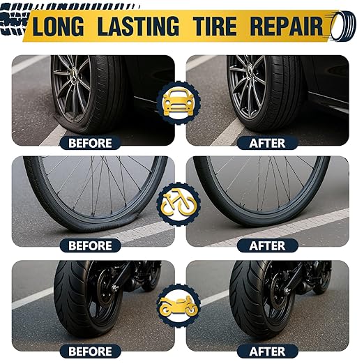 Vulcanizing Cement – 17.6 Oz Rubber Cement All Purpose for Tire Patch, Plug & Tube | Professional Tire Repair Glue with Brush for Motorcycle, Bike, Car | Clear, Fast Drying Tire Patch Glue Heavy Duty