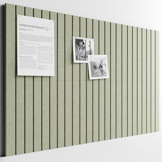 Bumusty Large Cork Board Alternative-36 x24 Felt Bulletin Board Tiles, with 30 Pushpins, 40 Adhesive Tabs, 6-Pack Slat Wall Paneling, Cork Boards for Office Push Pin Board Felt Board-Sage