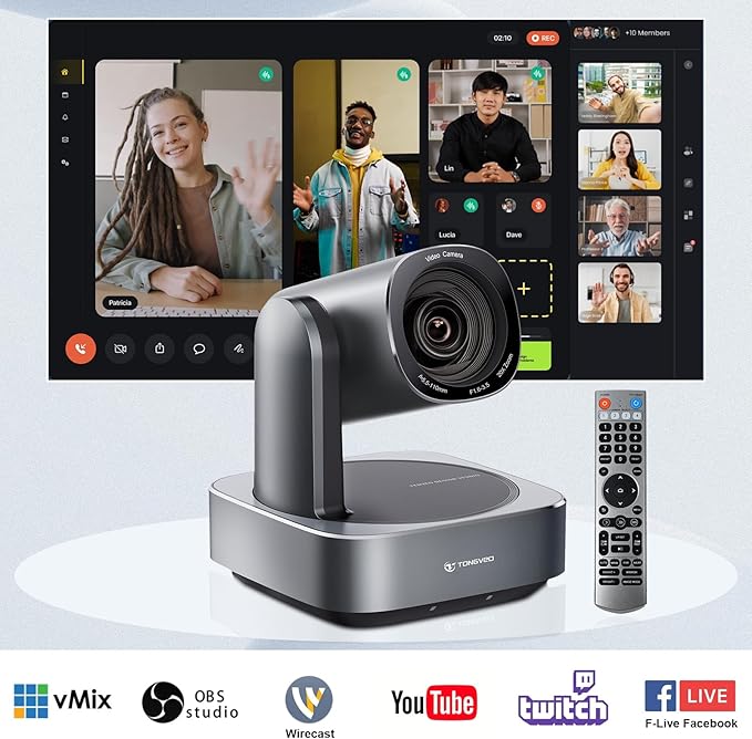 AI Auto-Tracking PTZ Camera 20x Optical Zoom HDMI USB IP Live Streaming Camera 1080P 60fps Video Conferencing System POE Supply for Church Services Worship Education Work with Zoom Team vMix OBS