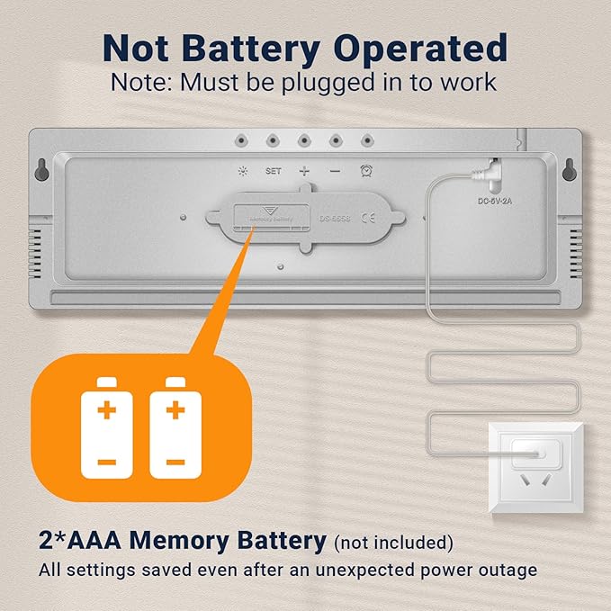 16.5" Large Digital Wall Clock: 11 RGB Colors Wall Mount Decor Clock for Living Room Bedroom Office Classroom, House Warming Gifts New Home Decor, for Men Women Gray