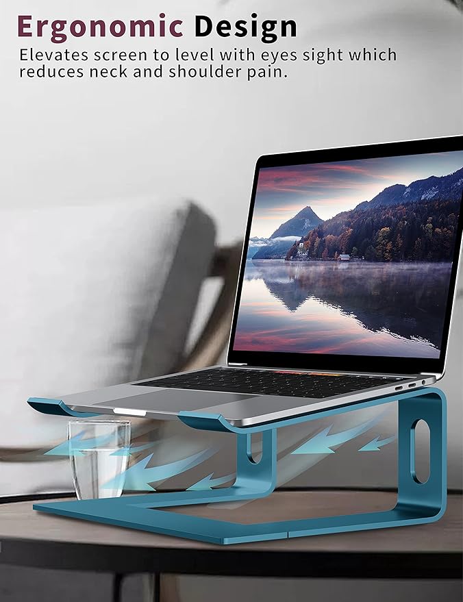 ALASHI Laptop Stand for Desk, Aluminum Computer Riser, Ergonomic Notebook Holder, Detachable Metal Laptops Elevator, PC Cooling Mount Support 10 to 15.6 Inches Notebook, Navy Blue