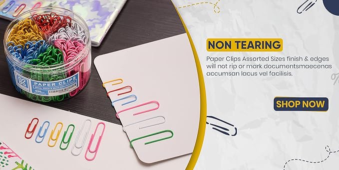 450 Color Paper Clips Assorted Sizes Small, Medium and Large Paper Clips for Paperwork Ideal for Home, School and Office Use (Assorted, Multicolored)
