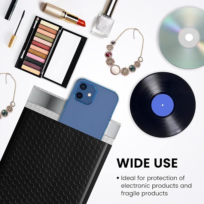 Fuxury Bubble Mailers 6x10“ 3000 Pack Black Padded Envelopes Usable Size 6x9" Thick Mailing Envelopes Bubble Padded, Shipping Bags for Mailing,Packaging, Small Business, Boutique, Bulk #0