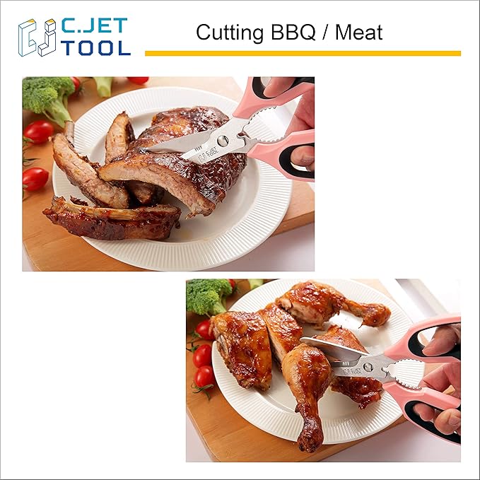 8" Heavy Duty Scissors, Utility Scissors All Purpose for Cardboard, Plastic, Carpet, Rope, Leather. Sharp Stainless Steel Blades, Non‑Slip Handle, Kitchen Shears for Food, Meat & Poultry