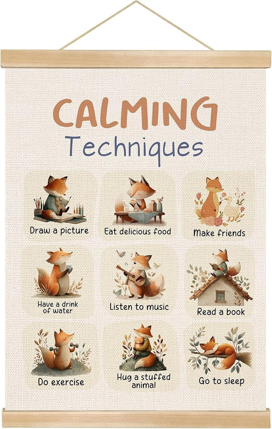 You found a duck Calming Techniques Poster for Kids,Linen Hanging Wall Art, Emotional Regulation Chart for Kindergarten Classroom Decor,Mindfulness Poster for Toddlers & Children 14x18.5In(BG21)