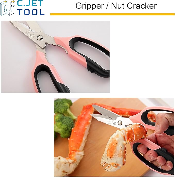 8" Heavy Duty Scissors, Utility Scissors All Purpose for Cardboard, Plastic, Carpet, Rope, Leather. Sharp Stainless Steel Blades, Non‑Slip Handle, Kitchen Shears for Food, Meat & Poultry