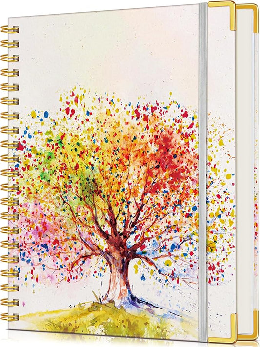 Lined Spiral Notebook Journal for Women, 200 Pages Cute Notebooks 8.5” x 11”, A4 Large Hardcover Spiral Journals with 100 GSM Thick Paper, College Ruled Notebook for Writing Work School, Colorful Tree of Life