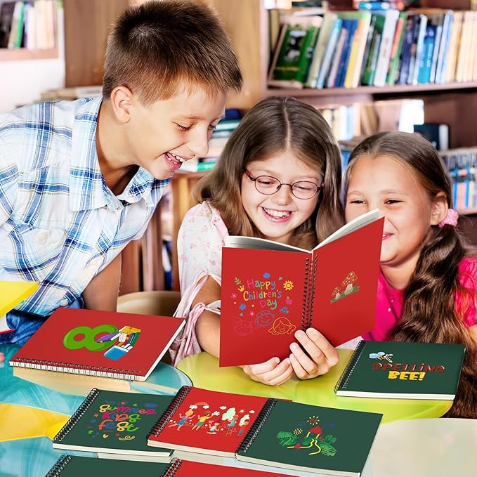 Yahenda Spiral Notebook Bulk A5 Journal Lined 8.3'' x 5.5'' Writing Composition Paper Small Notepad Subject Notebook for Students Office Business Back to School Supplies(Deep Green,Red,18 Pcs)