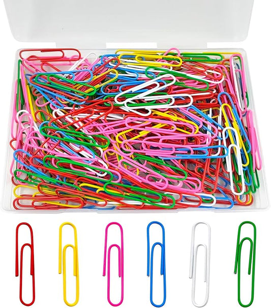 Paper Clips, 180 Pack 2 Inch Large Colored Paperclips, Large Assorted Colored Coated Paper Clips,Jumbo Reusable Big Paperclips for Paperwork Office School Document Organizing