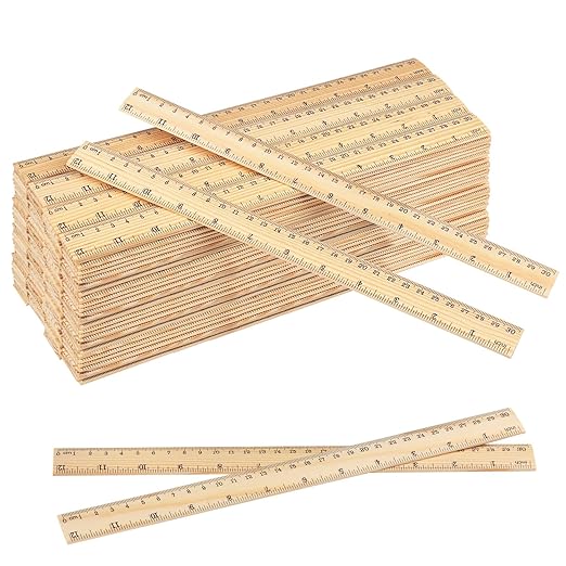 GNIEMCKIN 288 Packs Wooden Rulers, 12 Inch Double Sided Wood School Ruler for Home, Student, Office Use, 2 Scale