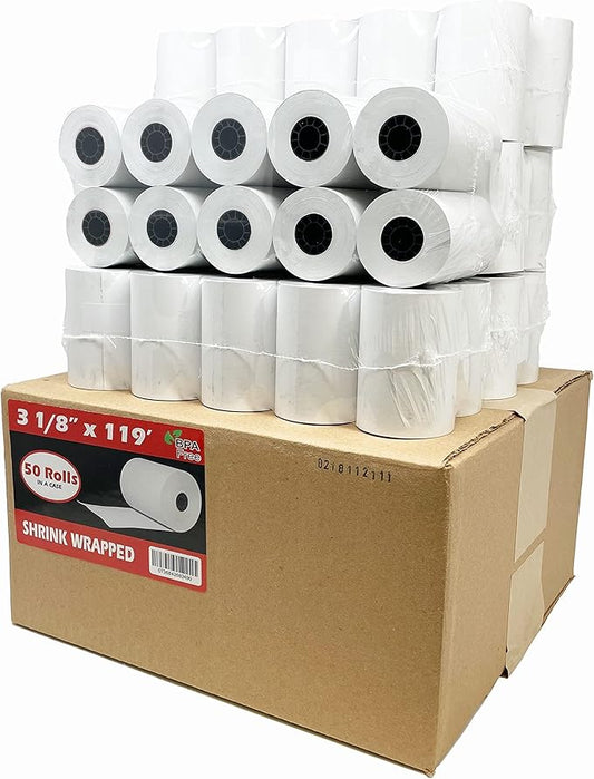 (1000 Rolls) 3 1/8 x 119 ft Thermal (48 GSM Paper thickness - Premium Quality German Paper) Paper Rolls BPA Free Cash Register Thermal Paper Rolls from BuyRegisterRolls