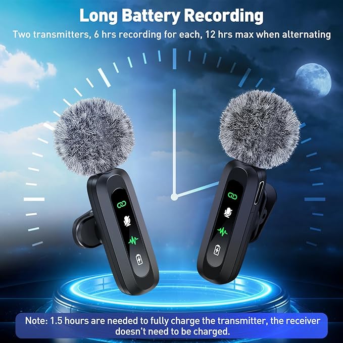 Wireless Lavalier Microphone for iPhone Recording Clip-on Mini Mic for iPhone/for iPad Video Recording with Rotatable Clip&Denoise Recording, Portable Mic Set for Content Creators