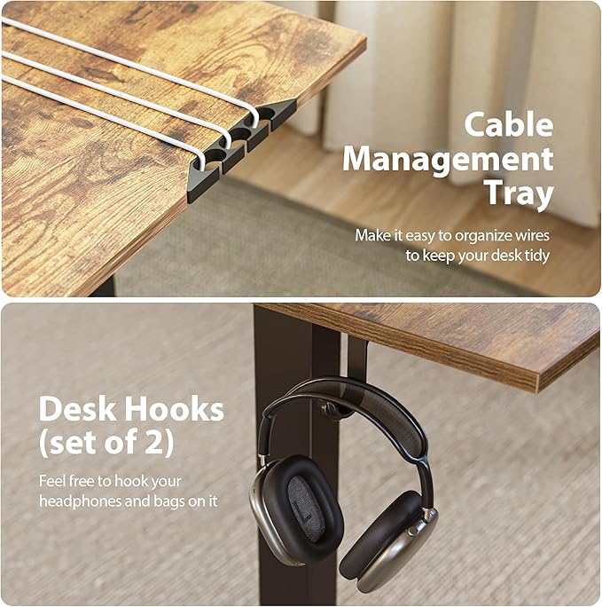 Agilestic L-Shaped Standing Desk Adjustable Height, Electric Corner Standing Desk, Sit Stand Up Desk, 75x61 inch Sit Stand Computer Table, Rustic Brown