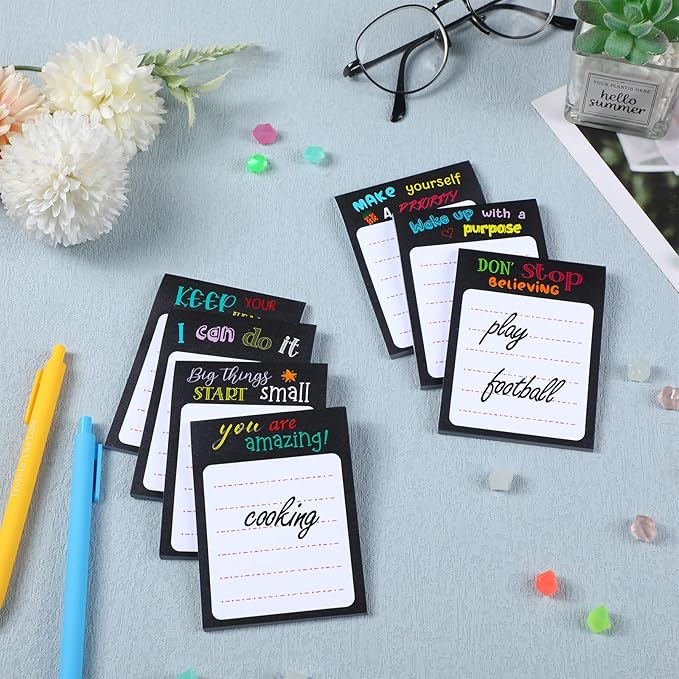 Yinder 24 Pcs Inspirational Sticky Notes Christmas Appreciation Sticky Notes Motivational Funny Memo Pads Positive Note 3 x 4 Medical Assistant Gift for Women Office(Black,Inspirational)