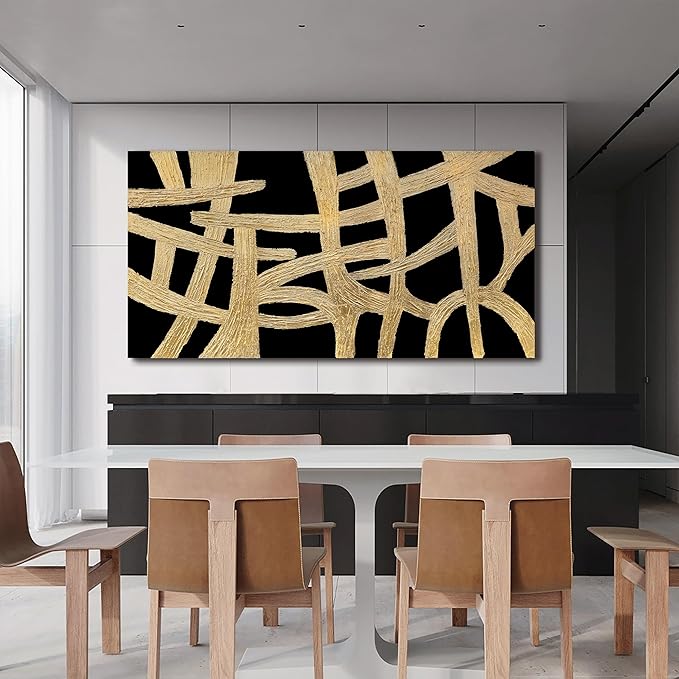 YISXINOAG Abstract Wall Art For Living Room Prints Artwork Abstract Canvas Art Wall Decor Black And Gold Wall Art Large Size Modern Painting Hotel Office Home Wall Decor 29 x 58 Inch