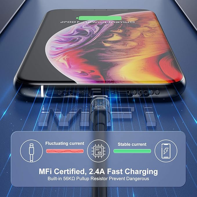 [3Pack]Apple Chargers for iPhone 12 11 Charger Cable 10ft,[Apple MFi Certified]Apple Charging Cord 10ft Lightning to USB Cable 10 Foot, Fast Phone Charging Cord for iPhone 12 Pro Max/11/10/X/XR，Black