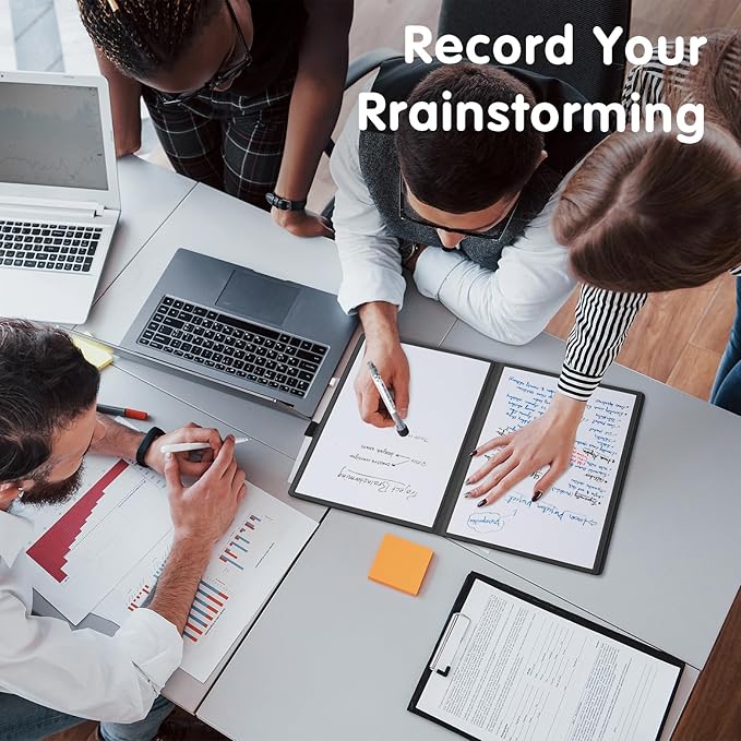 CoBak 6 Sides Portable White Board 12 x 9 inch (A4) - Notebook Design Dry Erase Small Board with Pocket and 3 Markers, Anti-Ghosting & Anti-Smudge Surface for Office, School, Homeschool (Brown)