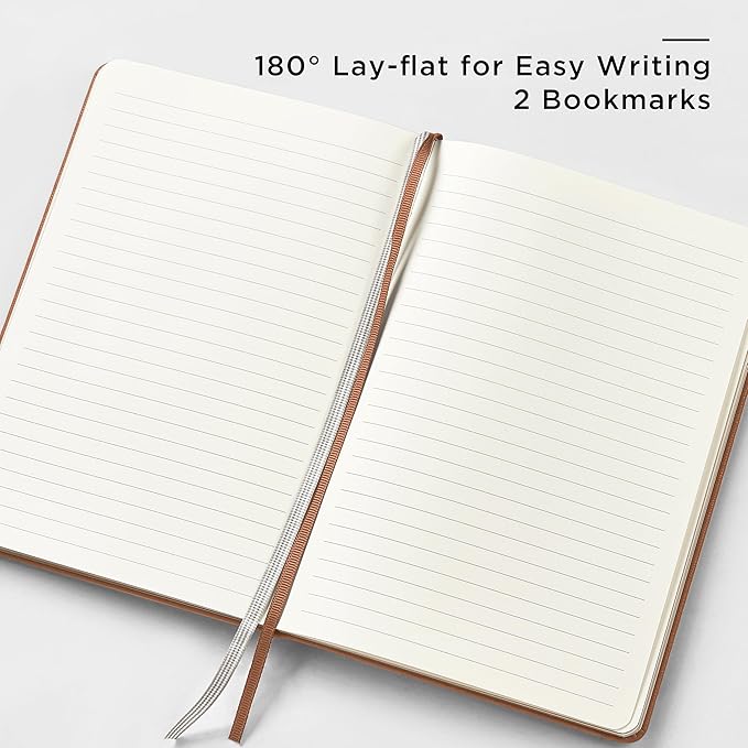 &And Per Se Lined Journal and Pen Set, A5 Hardcover Notebook, 160 Pages 100GSM Thick Paper-Gifts for Men Women, for Work, Business, School or Home Writing (Light Brown)