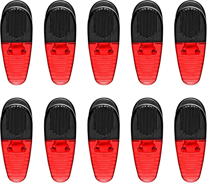 10 Magnetic Memo Holders Set - Large Clip, Plastic - TRed