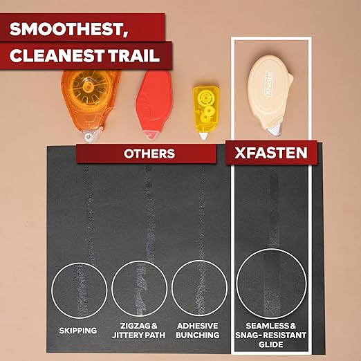 XFasten Glue Tape Roller for Scrapbooking 4-Pack Acid-Free Pastel Beige Double Sided Tape Roller for Crafts, Photos, Bullet and Junk Journaling Supplies - Scrapbook Adhesive Runner (0.3 in x 30 ft)