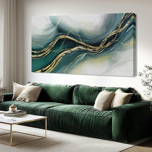 ZENPEE Large Modern Wall Art, Green Canvas Print, Abstract Wall Art Posters for Room, Hallway Decor for Office, Living Room, Bedroom, 20" x 40"